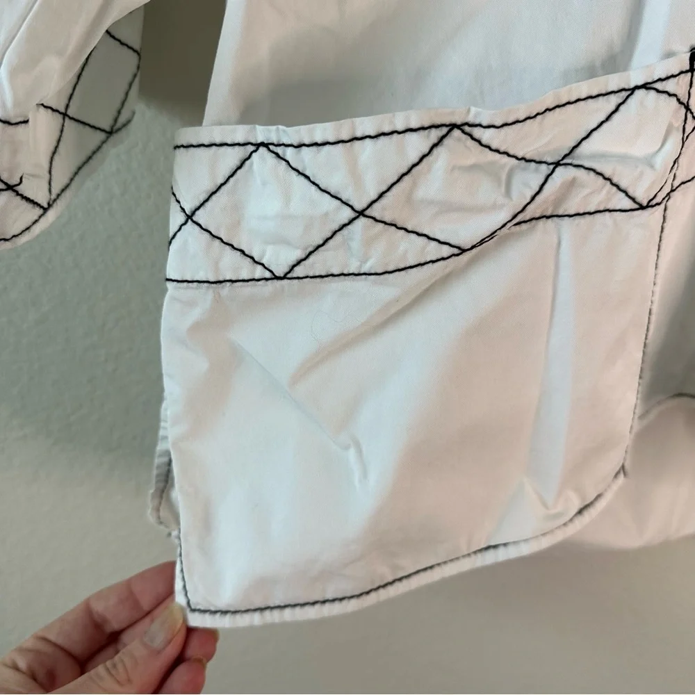 Tory Burch diamond-stitch poplin tunic SZ US 10 - Picture 5 of 12